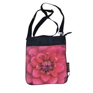 Harold Feinstein Pink And Black Shoulder Bag Phot Art Dahlia Floral Print Artsy